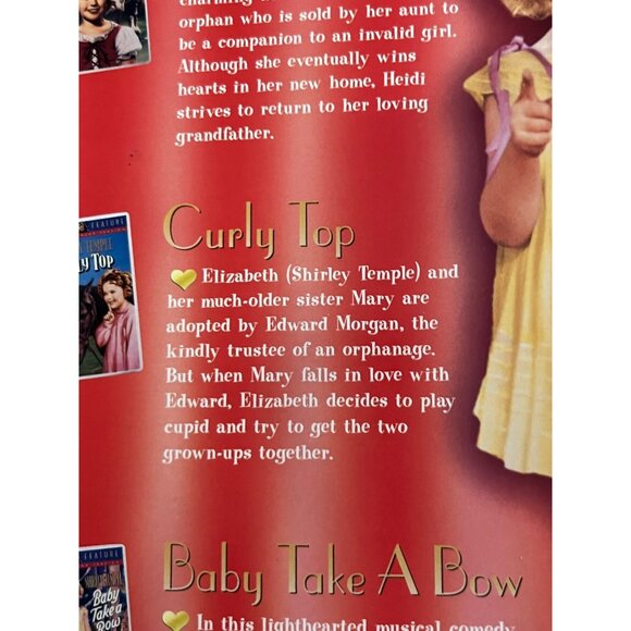 Shirley Temple Family Favorites VHS Set 3 Curly Top Heidi Baby Take a Bow Used - Picture 4 of 16